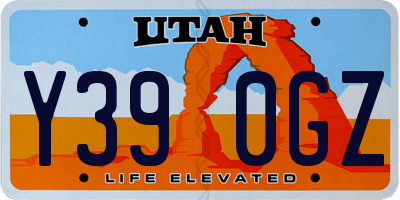 UT license plate Y390GZ