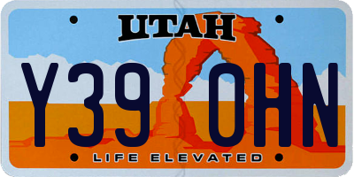 UT license plate Y390HN