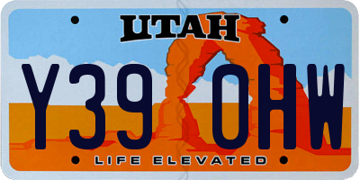 UT license plate Y390HW