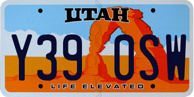 UT license plate Y390SW