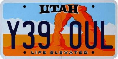 UT license plate Y390UL