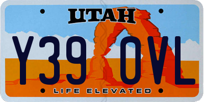 UT license plate Y390VL