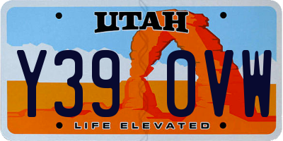 UT license plate Y390VW