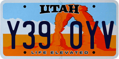 UT license plate Y390YV