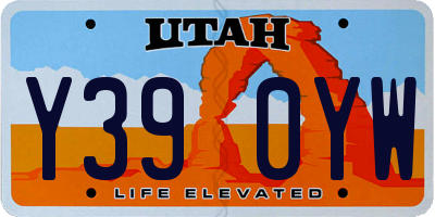 UT license plate Y390YW