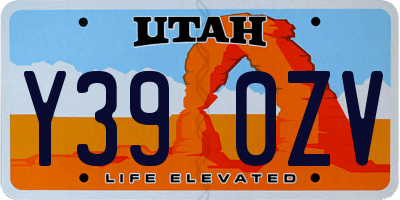 UT license plate Y390ZV