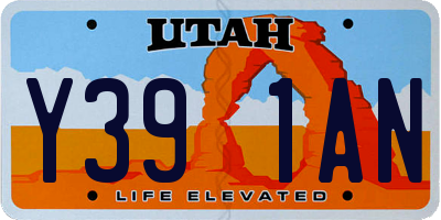 UT license plate Y391AN