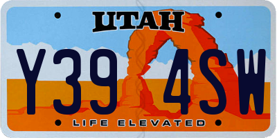 UT license plate Y394SW