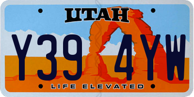 UT license plate Y394YW
