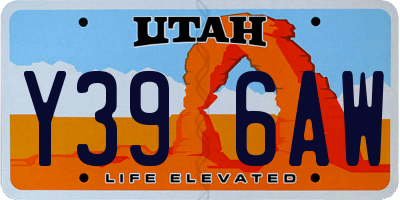 UT license plate Y396AW