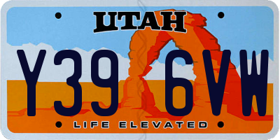 UT license plate Y396VW