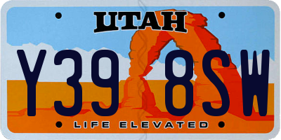 UT license plate Y398SW