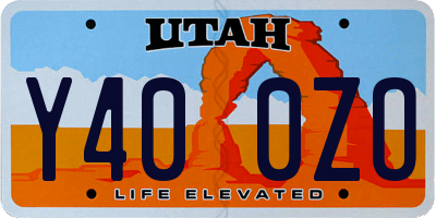 UT license plate Y400ZO