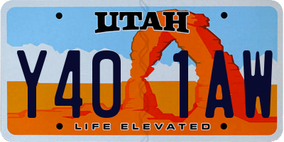 UT license plate Y401AW
