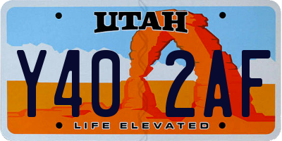 UT license plate Y402AF