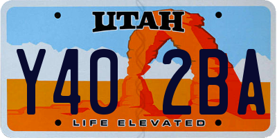 UT license plate Y402BA