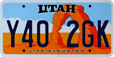 UT license plate Y402GK