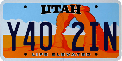 UT license plate Y402IN
