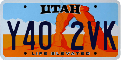 UT license plate Y402VK