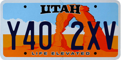UT license plate Y402XV