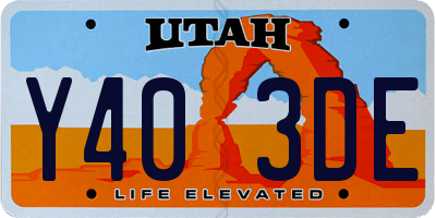 UT license plate Y403DE