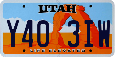 UT license plate Y403IW