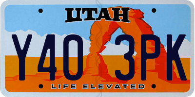 UT license plate Y403PK