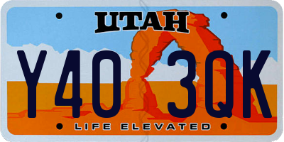 UT license plate Y403QK