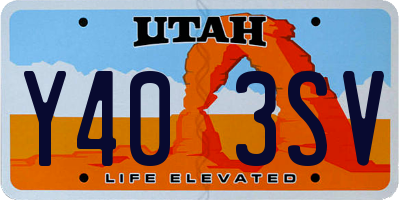 UT license plate Y403SV
