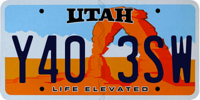 UT license plate Y403SW