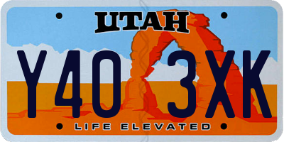 UT license plate Y403XK