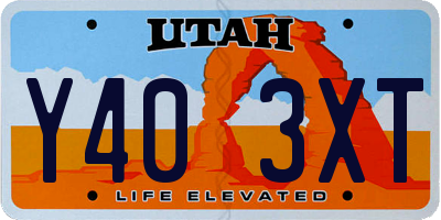 UT license plate Y403XT