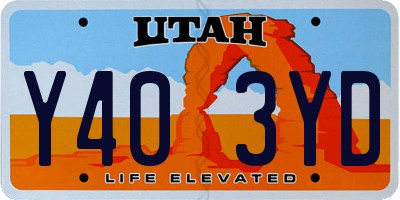UT license plate Y403YD