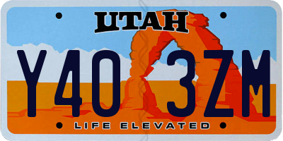 UT license plate Y403ZM