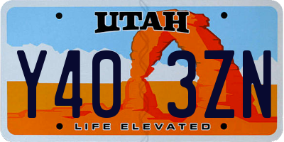 UT license plate Y403ZN