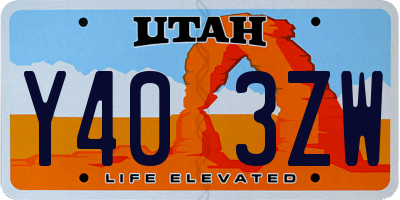 UT license plate Y403ZW
