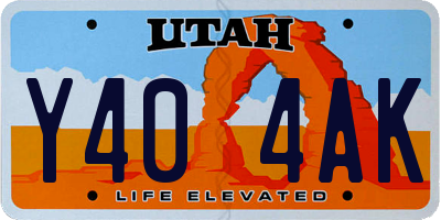 UT license plate Y404AK