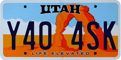 UT license plate Y404SK