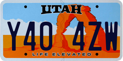 UT license plate Y404ZW