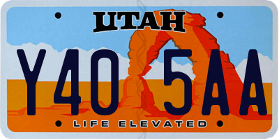 UT license plate Y405AA