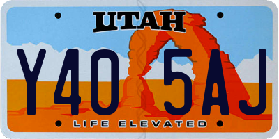 UT license plate Y405AJ
