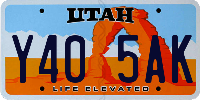 UT license plate Y405AK