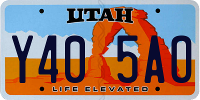 UT license plate Y405AO
