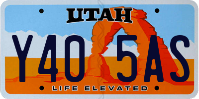 UT license plate Y405AS
