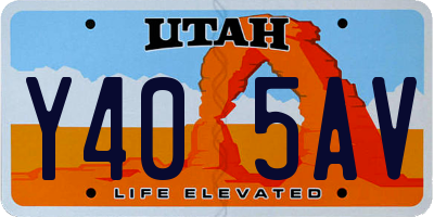 UT license plate Y405AV