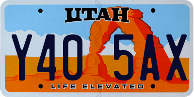 UT license plate Y405AX