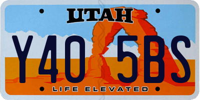 UT license plate Y405BS
