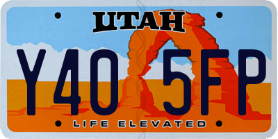UT license plate Y405FP