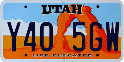 UT license plate Y405GW