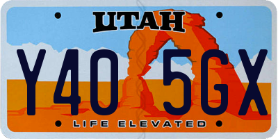 UT license plate Y405GX